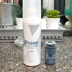 X FUSION FIBER HOLD SPRAY AND KERATIN HAIR FIBER LIGHT BROWN